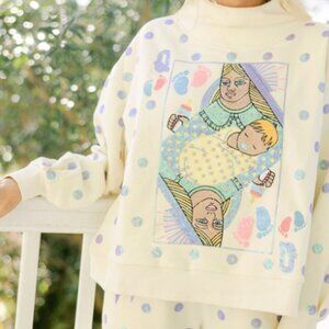 QUEEN OF SPARKLES Polka Dot Sparkle Mama Baby Card Logo Sweatshirt